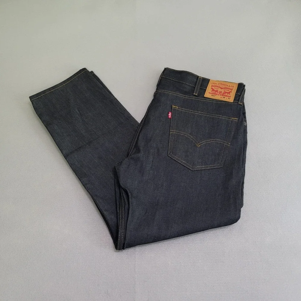 Levi's 502 Men's Taper Fit Denim Blue Jeans Dark Wash Size 38X30